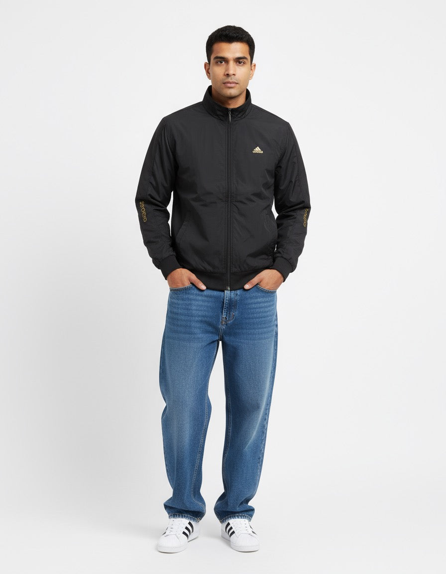 Adidas Black Windbreaker Jacket – Lightweight Street Sport Essential