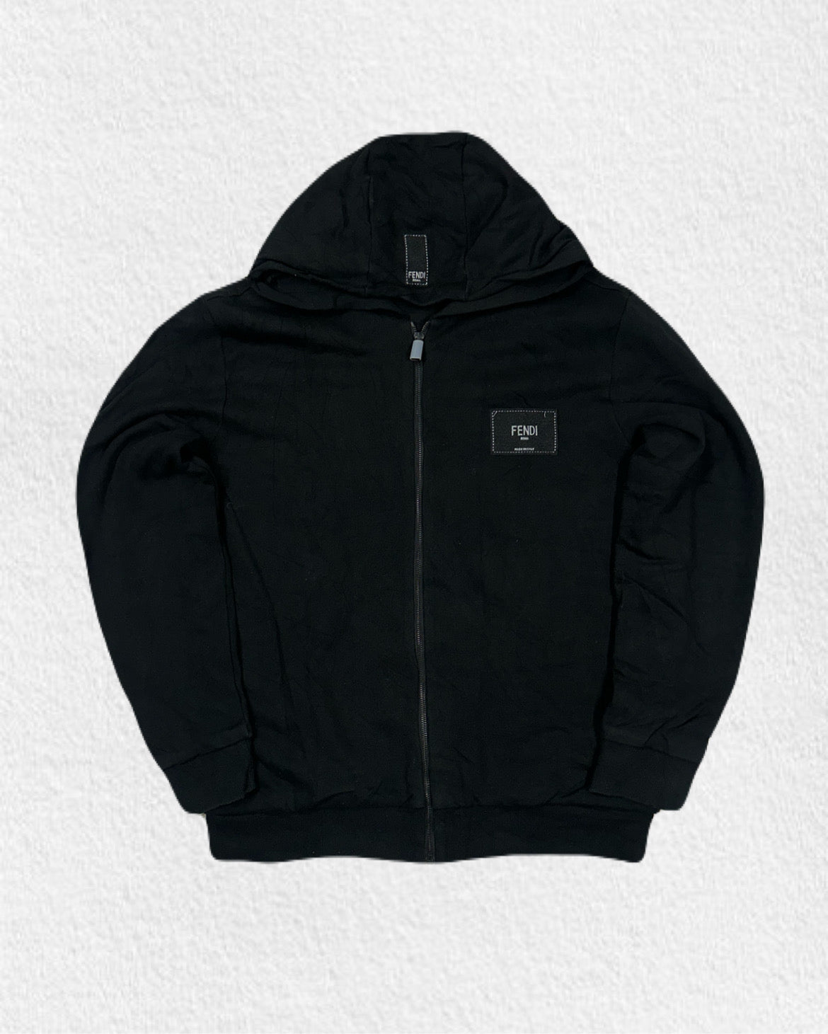 Black Fendi‑Style Zip Hoodie