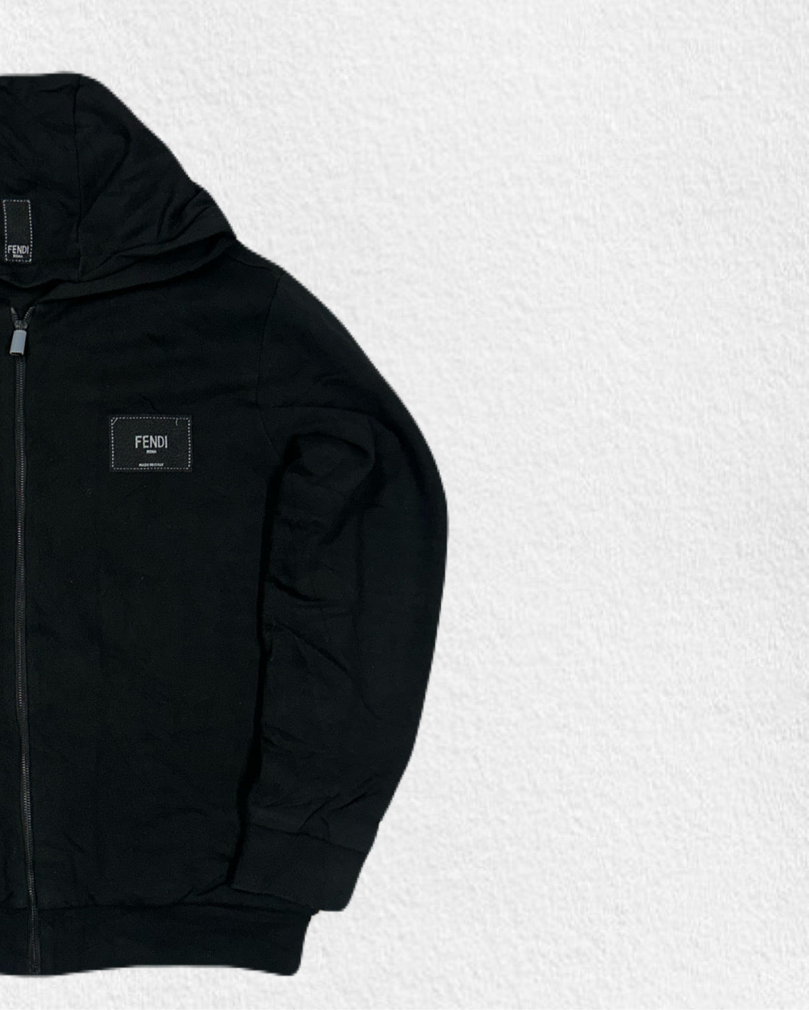 Black Fendi‑Style Zip Hoodie
