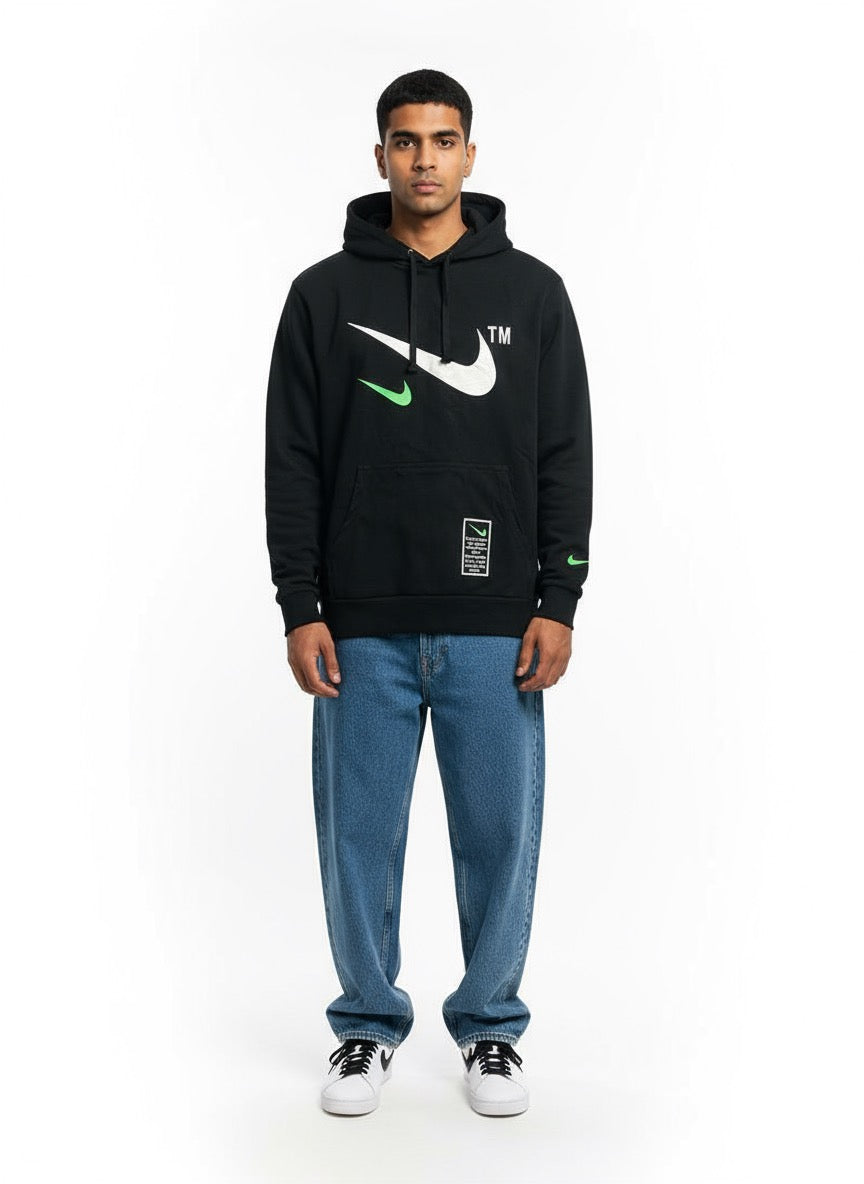 Black Swoosh Graphic Hoodie