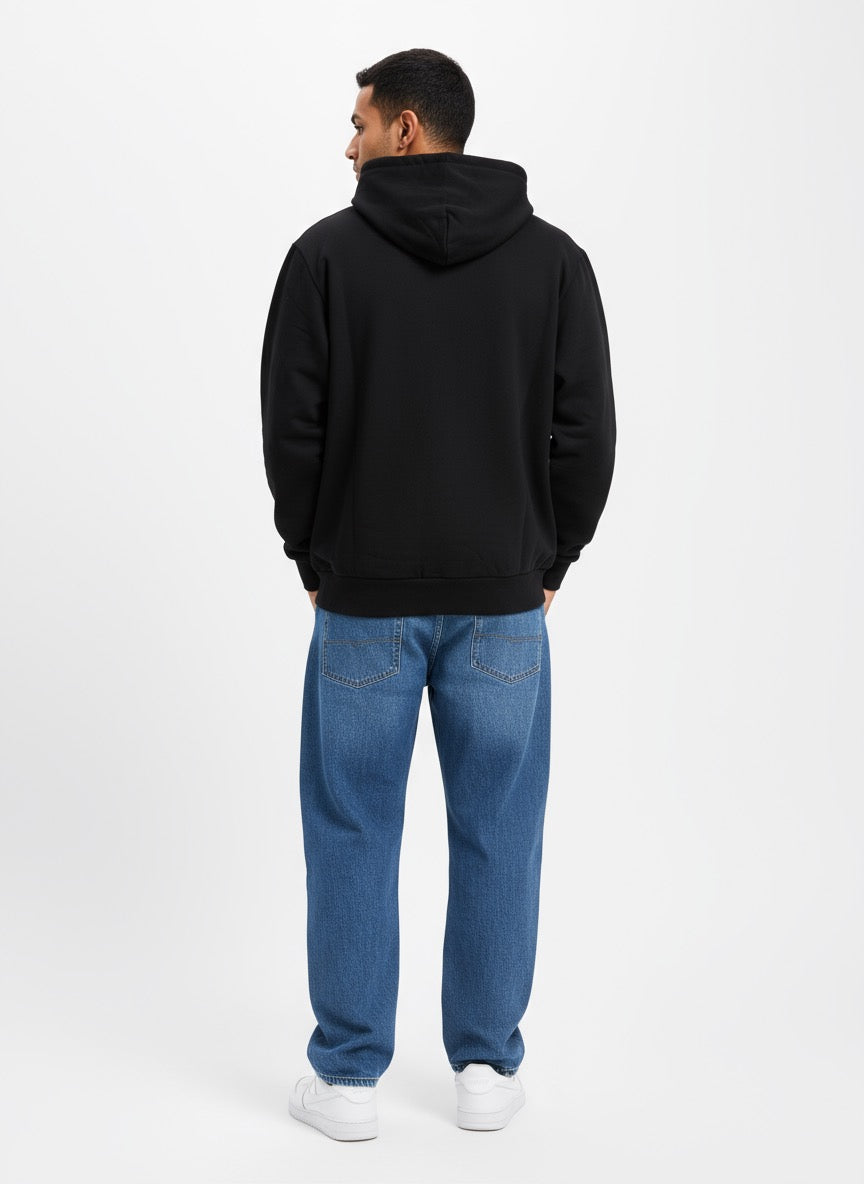 Black Swoosh Graphic Hoodie