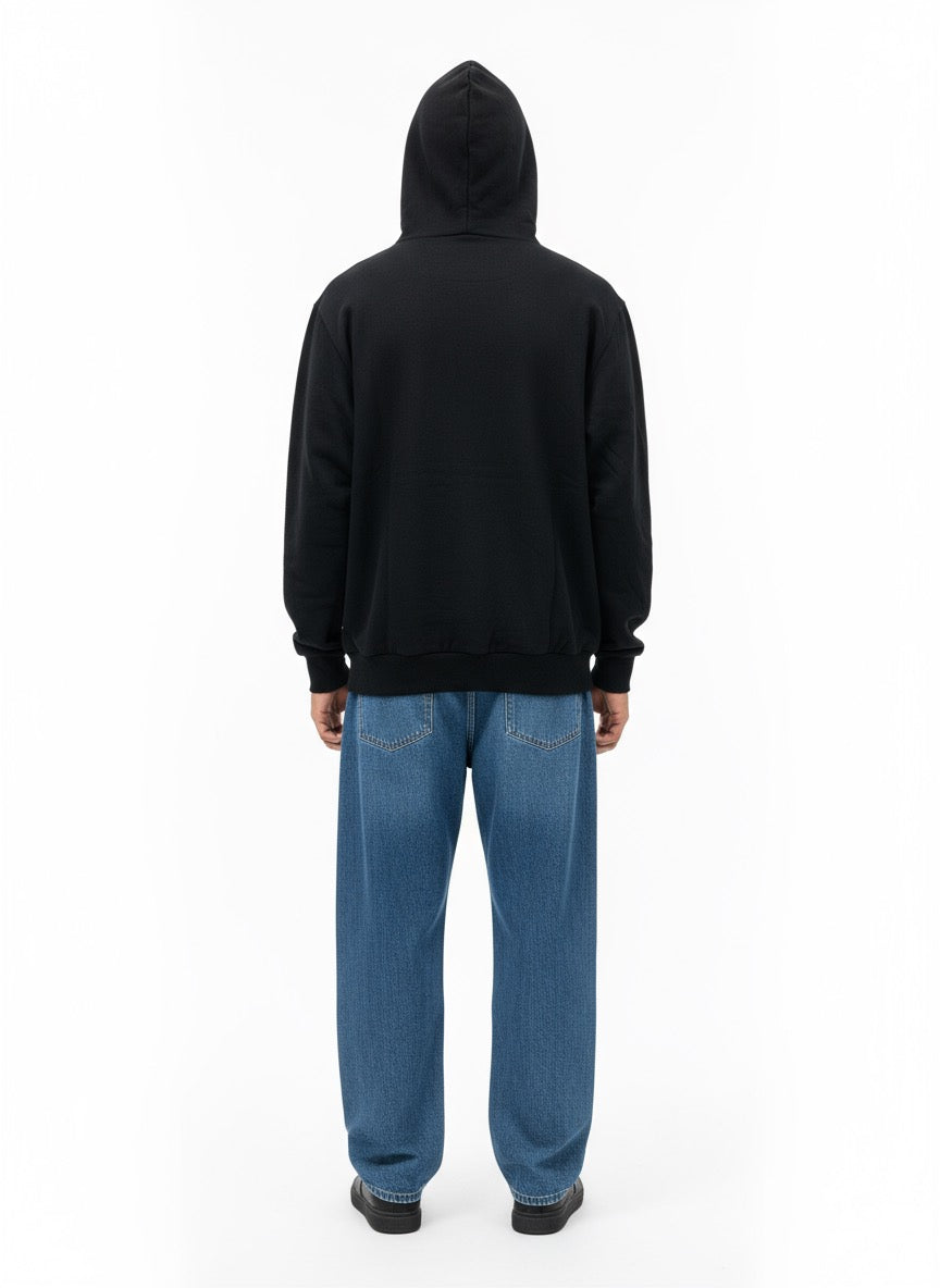 Black Fendi‑Style Zip Hoodie