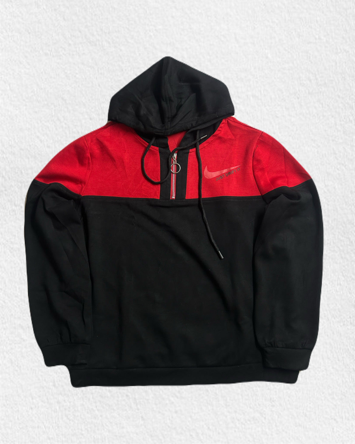 Red‑Black Half‑Zip Hoodie