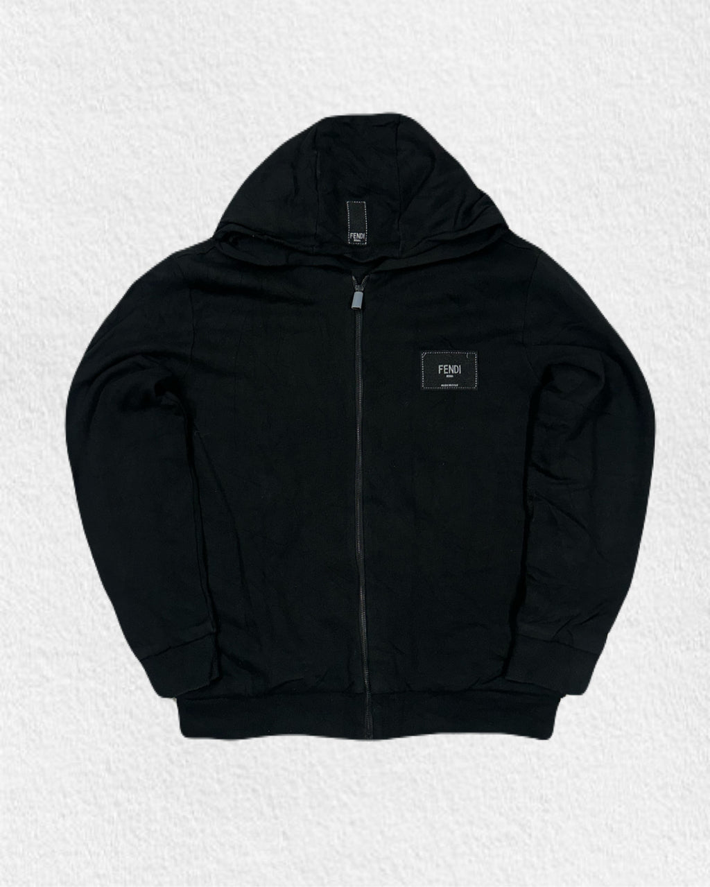 Black Fendi‑Style Zip Hoodie