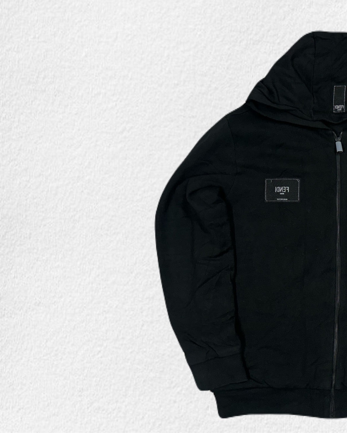 Black Fendi‑Style Zip Hoodie