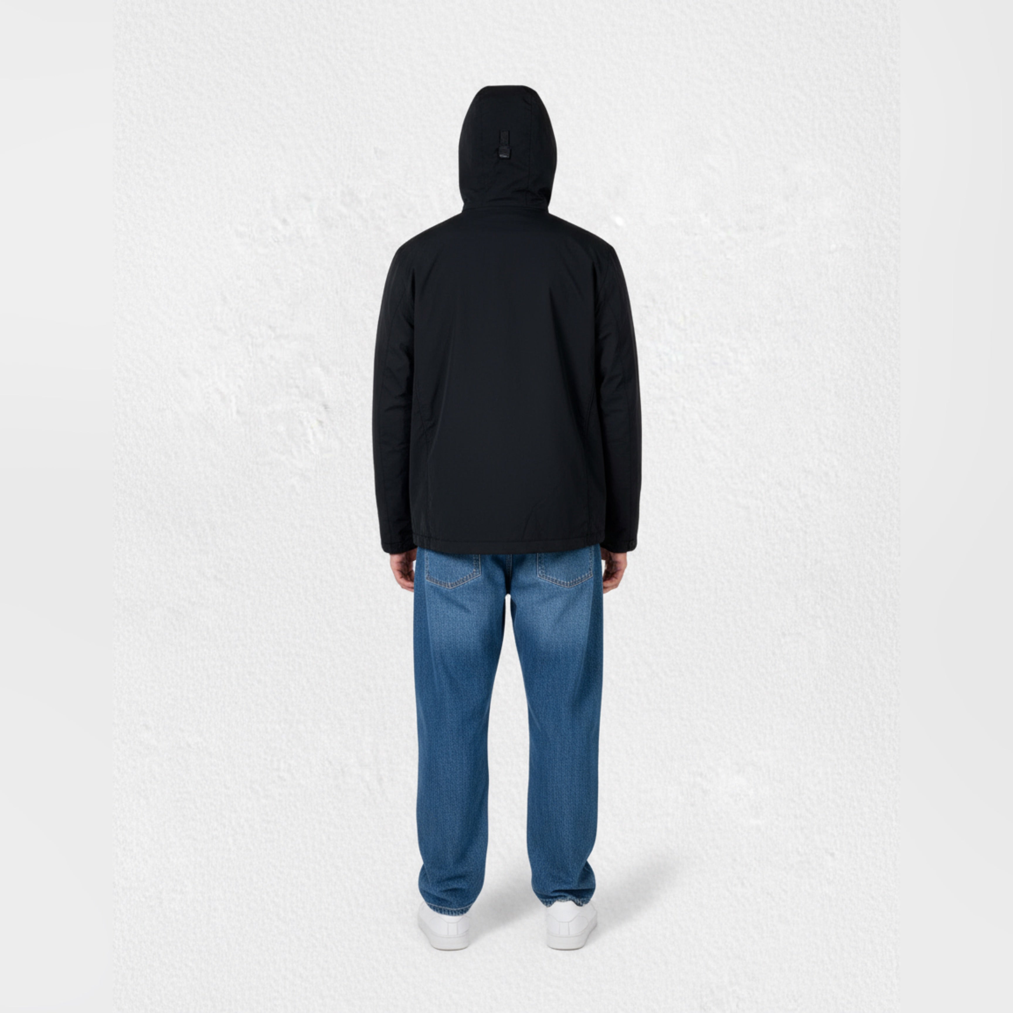 MODE Black Hooded Windbreaker Jacket